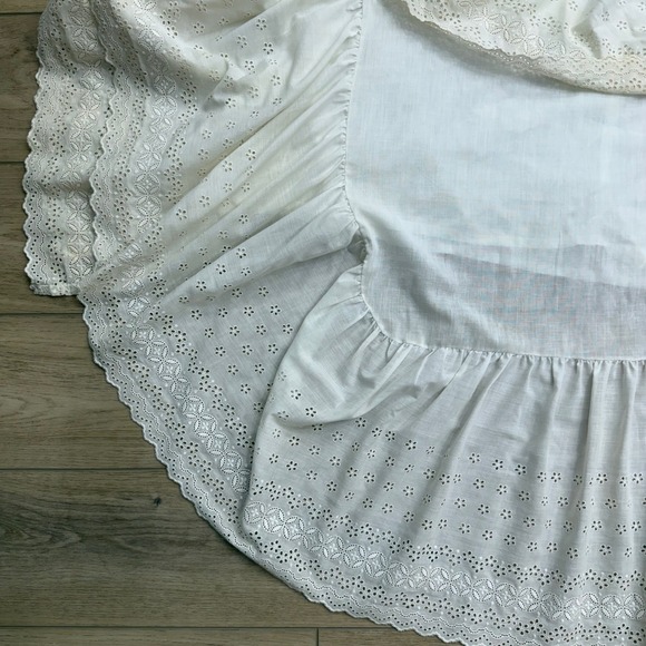 Vintage Sufolla White Cotton Eyelet Queen Bed Skirt Cottagecore Shabby Chic READ - Picture 3 of 10